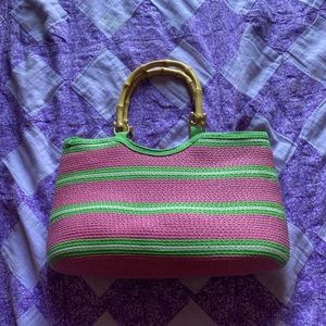 Vintage Paper Straw Pink Handbag